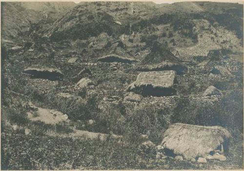 Part of of the town of Bontoc, showing typical Igorrote houses