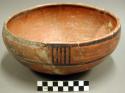 Restored fourmile polychrome pottery bowl - kinishba variant