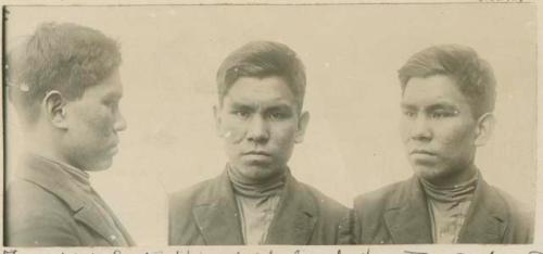 Studio portrait of a man, three views