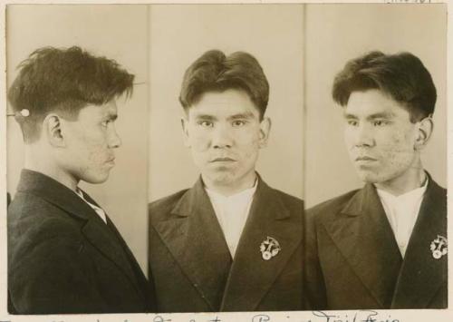 Studio portrait of a man, three views