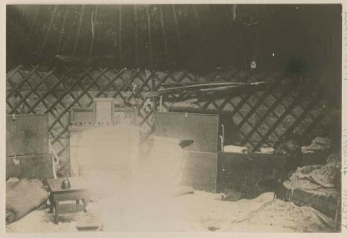 Interior of yurt