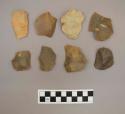 Flint, 24 flakes, some with slight cortex, brown, tan, gray, red gray