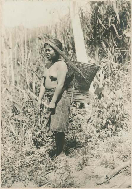 Young Ilongot woman with a carrying basket