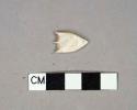 White mother of pearl fragment, arrow shaped, unidentified function
