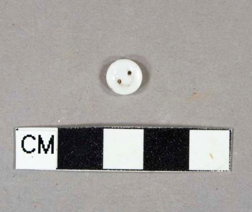 White 2-hole porcelain button, intact