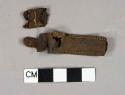Brown leather strap fragment, intact stitching