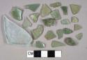 Aqua glass vessel body fragments