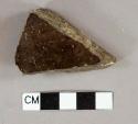 Dark brown salt glaze stoneware vessel body fragment, undecorated