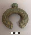 Metal ring, nitien, cast brass; open ring with one knob