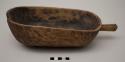 Cradle-shaped wooden bowl with straight handle (10 1/4") ("imbehe ya mkondo")