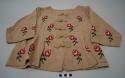 Blouse; red and white floral embroidery; toggle closures