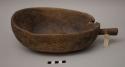 Cradle-shaped wooden bowl with straight handle (9 3/4") ("imbehe ya mknondo")