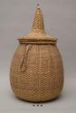 Large basket with conical lid for butter - wicker weave, jar shape