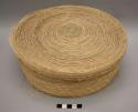 Basket, coiled grass, round, flat lid