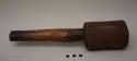 Wooden mallet, corrugated cylinder with 9" handle, used for beating bard (sangu)
