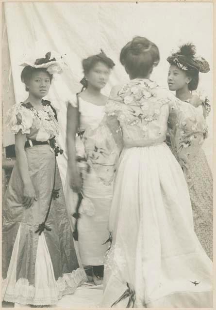 Group of Ilocano women gathering before theatrical performance