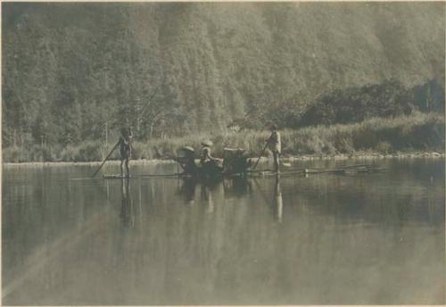 Bamboo raft on water
