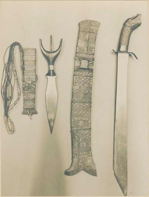 A Mandaya bolo and dagger with shields