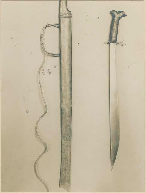 A Mandaya bolo and dagger with shields