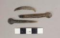 3 flint objects: 2 pins and 1 fishhook (FORGERIES)