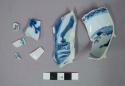 Pieces of chinese export porcelain; White and blue glaze; Including portion of c