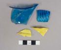 Miscellaneous pieces of colored glass, clear and opaque. probably "art glass" o