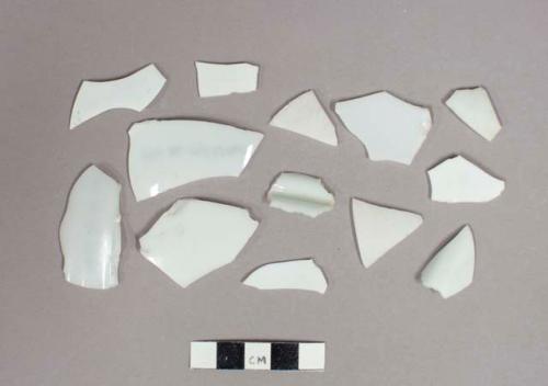 Sherds of glass lampshade probably belonging to kerosene lamp