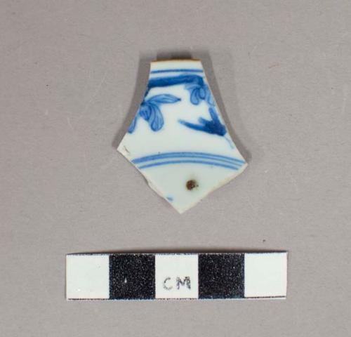 Blue and white decorated japanese porcelain. probably saucer fragment. no date