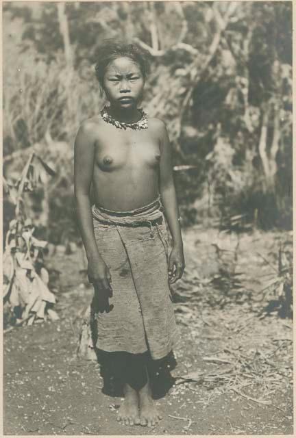 Young Mangyan girl wearing traditional daily clothing