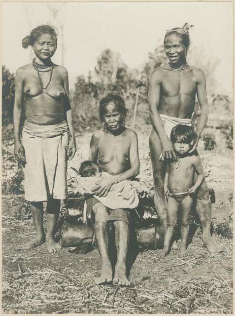 Mangyan family; grandmother, father, mother, and children