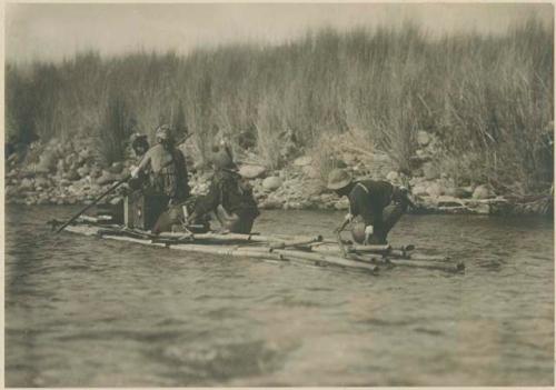 Kalinga leader, Bakidan, on bamboo raft