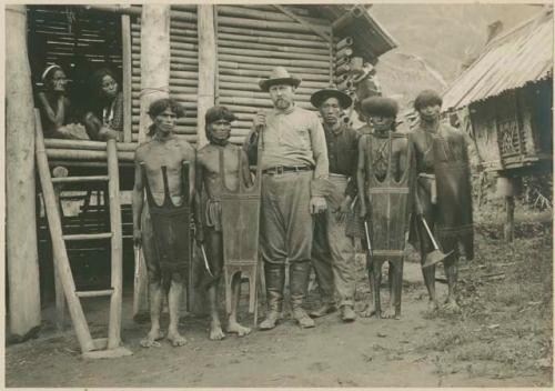 Governor Blas Villamor and Dean Worcester with four of six Kalinga leaders of the Labuaga