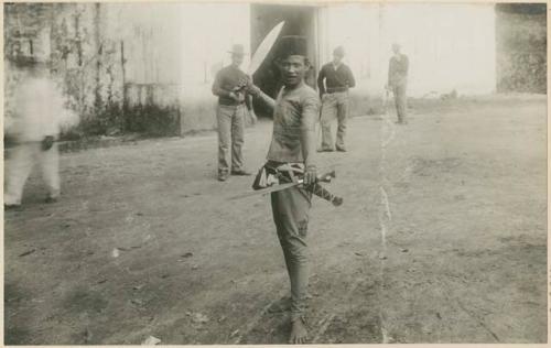 "Moro" armed with two barongs or sword