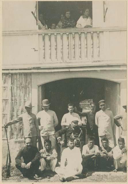 Group of men at the house of Senor Joaquin Montenegro