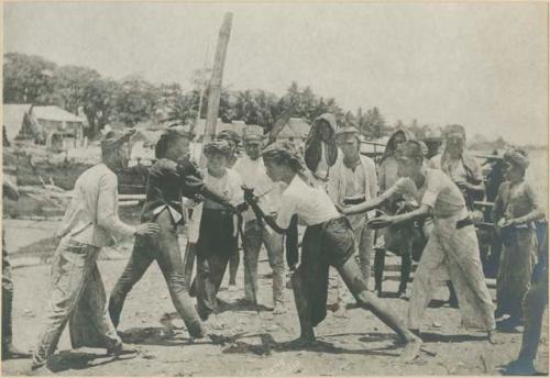 Men fencing