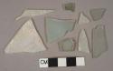 Light aqua glass fragments, 2 vessel body fragments, 20 flat glass fragments