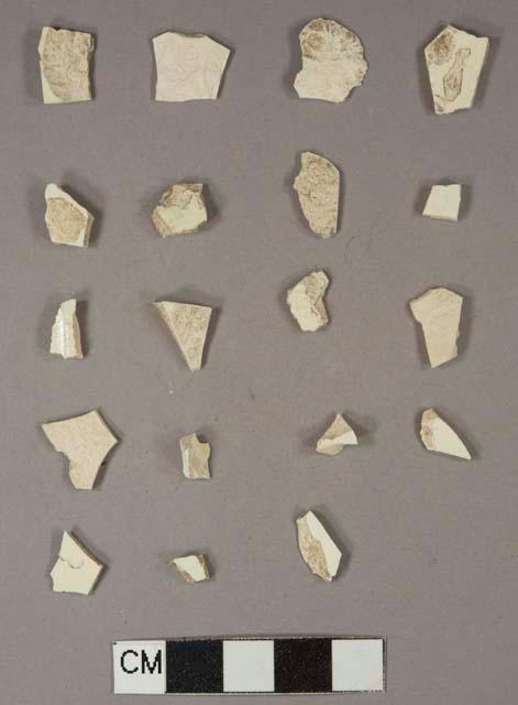 Ceramic, earthenware, creamware, undecorated, body sherds