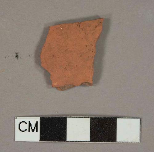 Ceramic, earthenware, redware, unglazed, body sherd