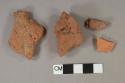 Architectural, brick, fragments; Earthenware, redware, lead-glazed, body sherd