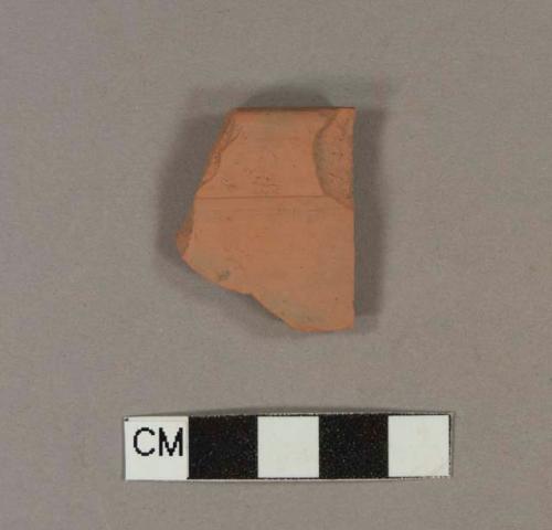 Unglazed redware rim sherd, possible flower pot