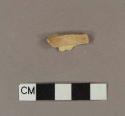 Tin glaze earthenware base sherd, only one small fragment of glaze remaining