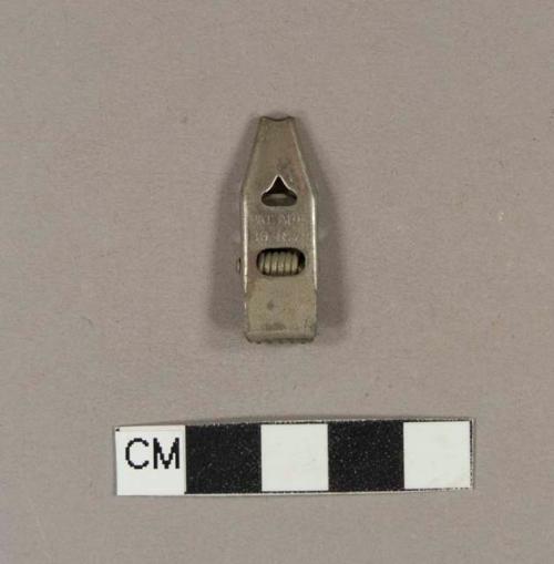 Metal spring clip, labeled with "PAT. APR 30, 1878"