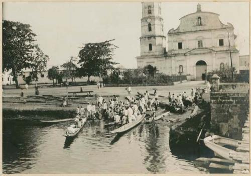 Banca landing in front of church, Capiz