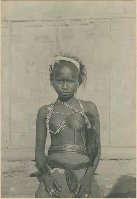 Young Batak woman, with bead and fur ornaments