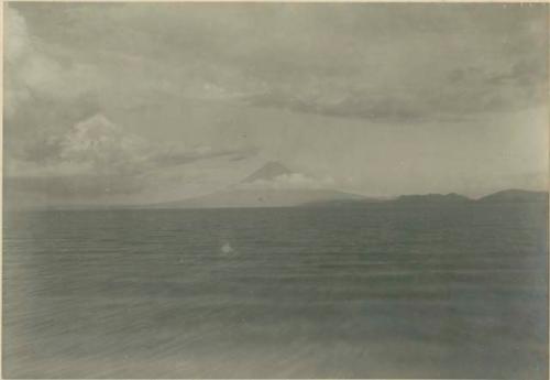 Distant view of Mayon Volcano from Gulf of Albay