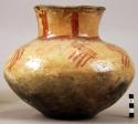 Large painted pottery vessel - glazed - with constricted neck