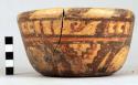 Yojoa polychrome pottery bowl, dimpled base - Bold Geometric Type (restored)