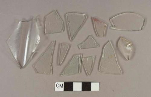 Colorless glass fragments, 20 flat glass, 119 vessel glass fragments