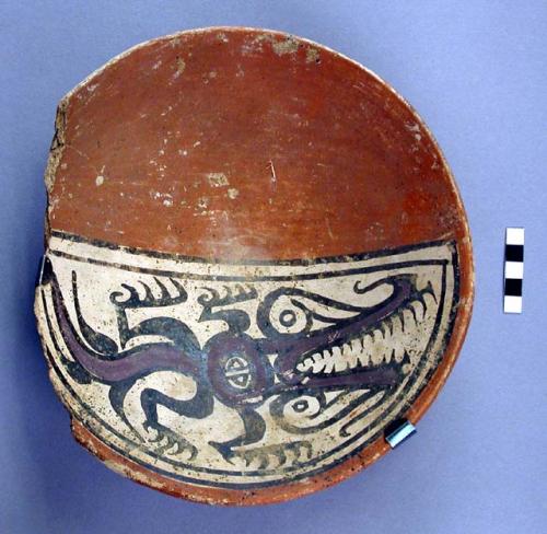 Polychrome pottery bowl (broken on edge)