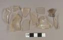 Colorless glass vessel body fragments, 3 flat glass fragments